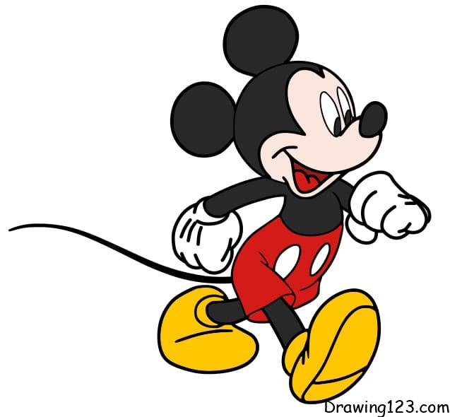 menggambar Mickey Mouse (Miki Tikus) 