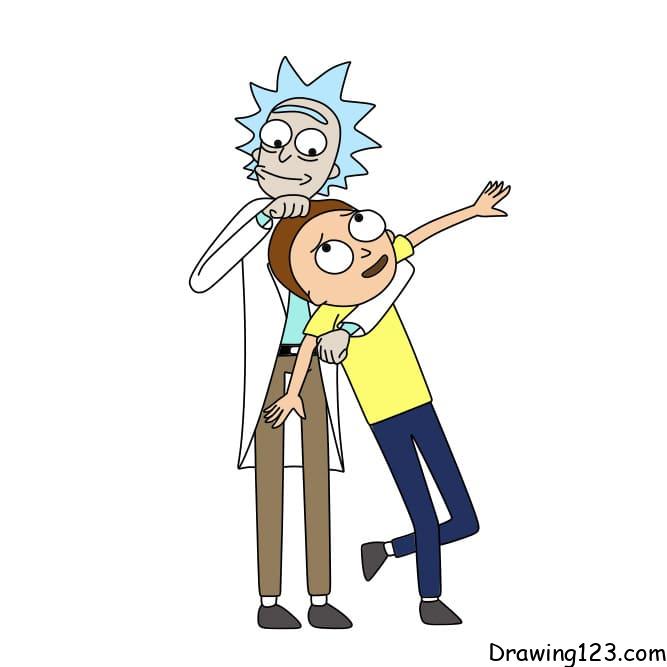 menggambar Rick dan Morty