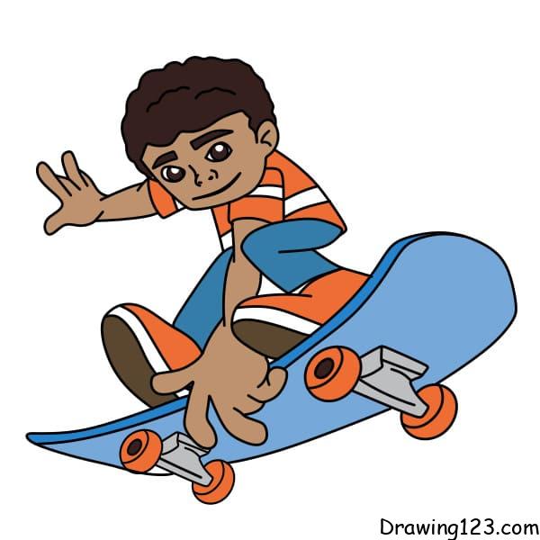 menggambar Pemain skateboard