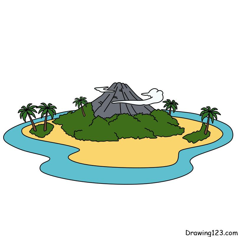 menggambar Gunung berapi