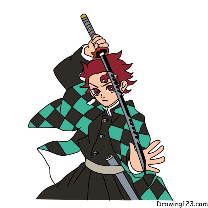 How-to-draw-Tanjiro-Step-13