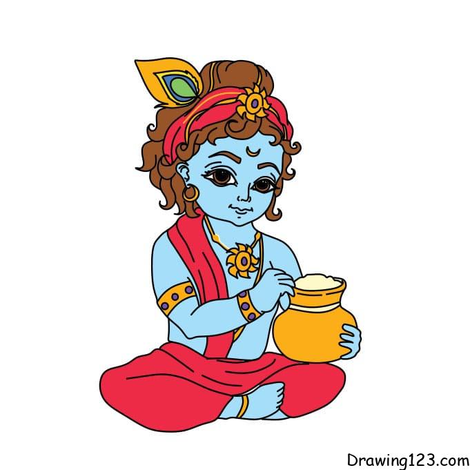 menggambar Dewa Krishna