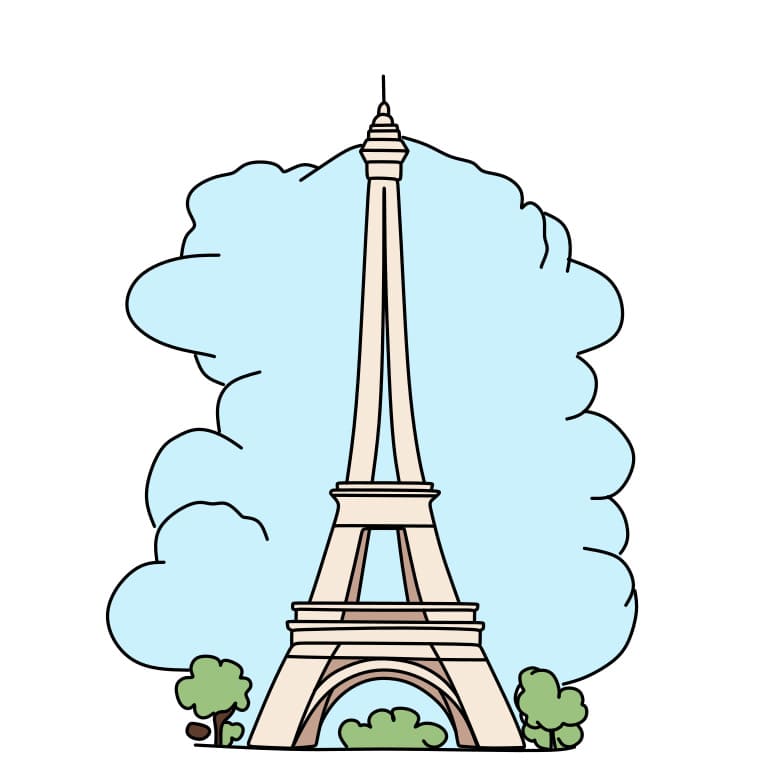 menggambar Menara Eiffel