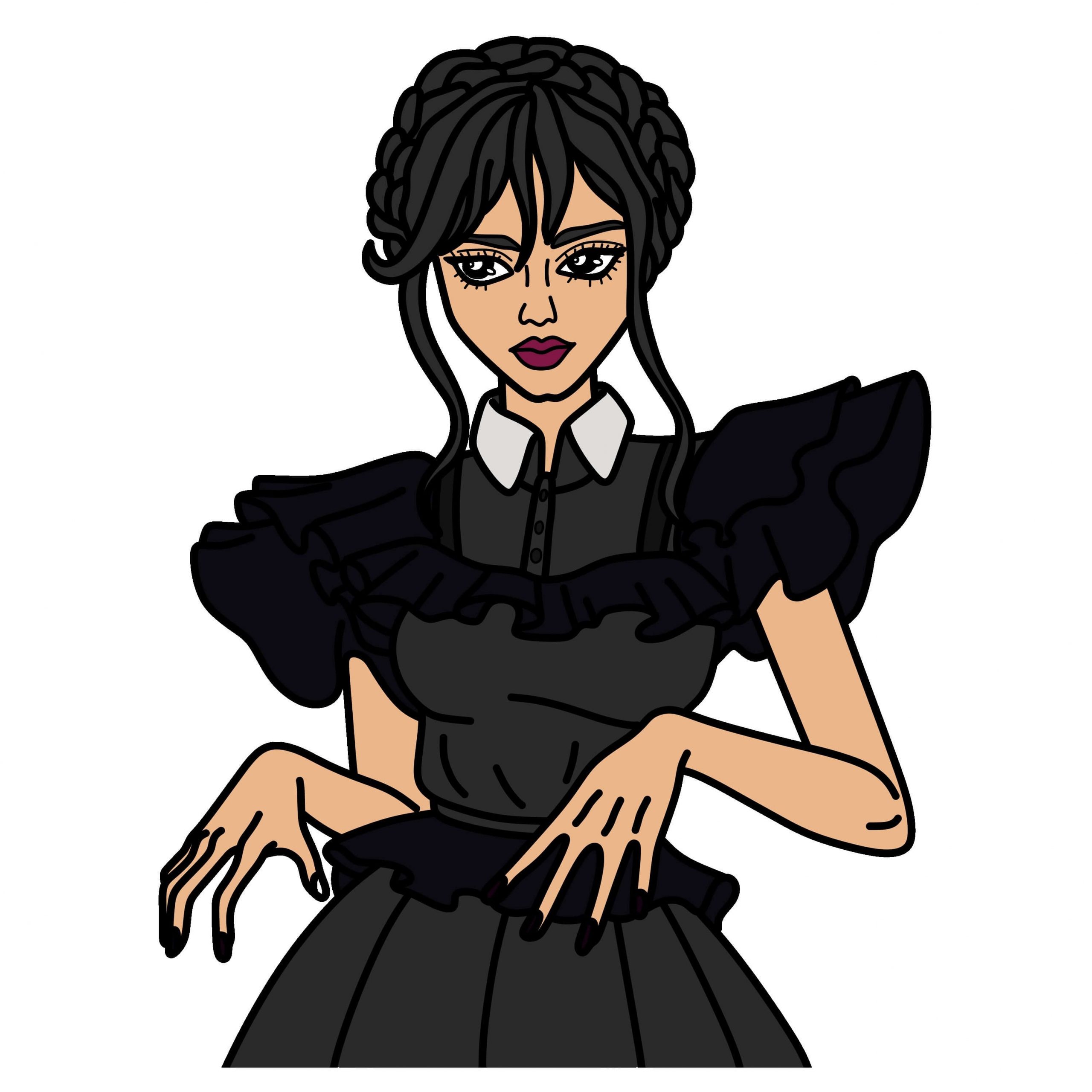menggambar Wednesday Addams