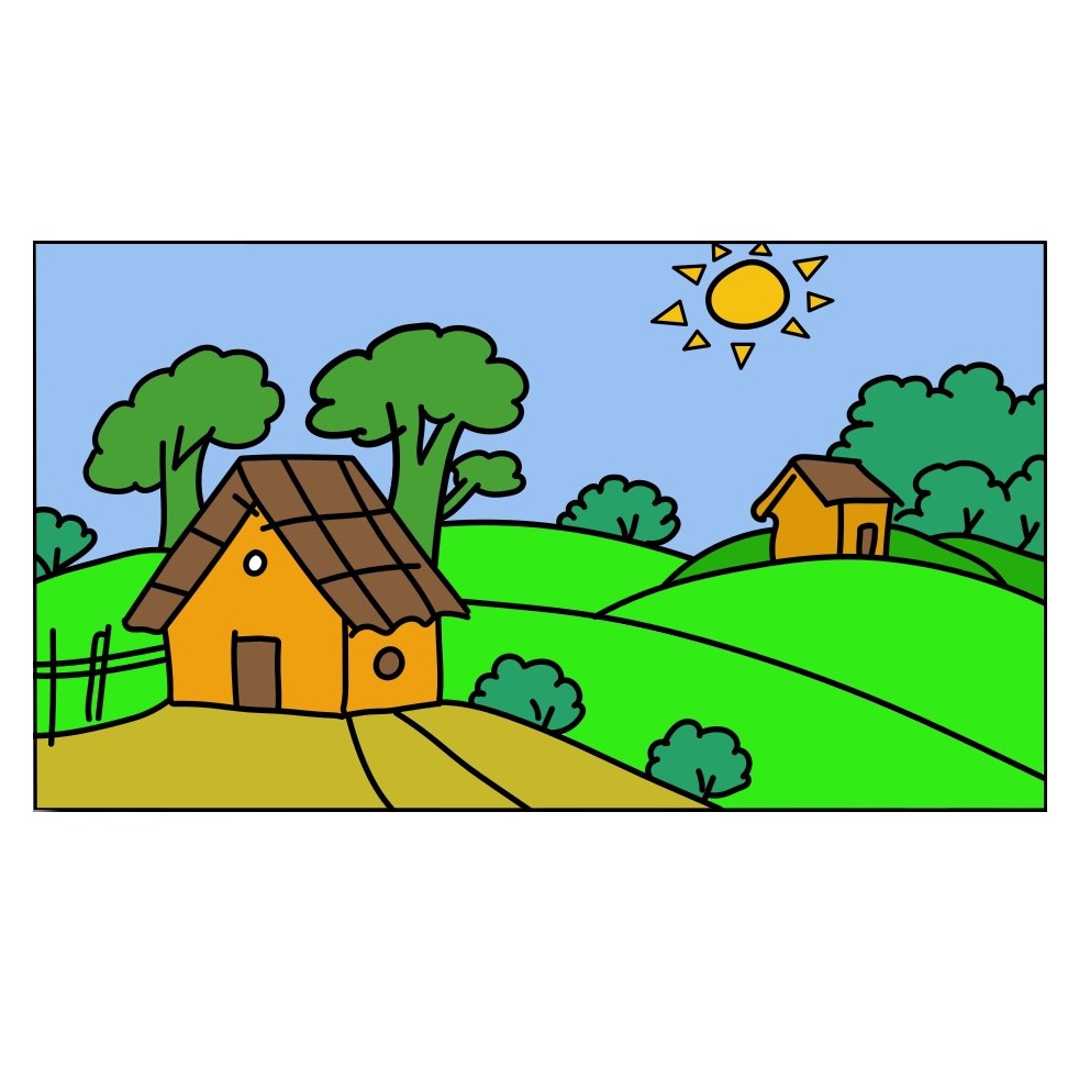 menggambar Village Drawing